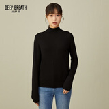 深呼吸DEEP BREATH女装可机洗纯羊毛打底针织衫女A300962 黑 M (3)