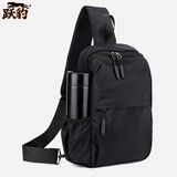 跃豹斜挎包男士2025新款挂包胸包随身轻便平板上班旅游单肩包小背包男 黑色 中号（可放下A4纸张）