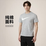耐克(NIKE)春夏男短袖T恤 纯棉 运动休闲 经典简约 DC5095-063 灰色S