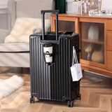 狄斯顿保罗（DISIDUNBAOLUO）行李箱铝框学生拉杆箱大容量旅行箱硬壳密码箱皮箱子万向轮登机箱 升级款【暗夜黑】加厚铝框 26英寸 干湿内衬+轻音万向轮