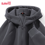 班尼路（Baleno）双面摇粒绒连帽外套男女款秋冬季简约百搭加厚夹克保暖拉链开衫