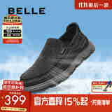 百丽透气休闲布鞋男25夏新商场同款一脚蹬懒人鞋8RW01BM5 黑色 40 (250mm)