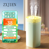ZXJIEN加湿器迷你 办公室桌面小型车载净化器卧室家用轻音USB便捷双喷加湿器七彩火焰加湿器 【活力绿】600ml容量/双喷大雾量/Type-c