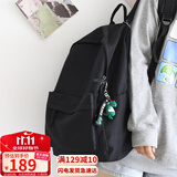 viney背包女双肩包男书包初中高中大学生旅行包小学生三到六年级电脑包时尚大容量简约轻便休闲旅游户外出游韩版运动黑色+恐龙挂件