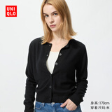 优衣库女装羊绒圆领针织短开衫/25秋冬新款479672 09 黑色 L /160/88A