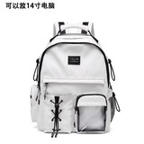 CHAOFANJI 日系潮牌双肩包男女款书包背包大容量书包防水学生包 白色小号