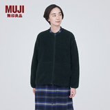 无印良品（MUJI）女式  长毛抓绒 夹克 短款外套女  简约风 BB2NSA3A 深藏青色 L(165/88A)