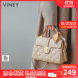 viney轻奢牛皮斜挎手提包包女包高级感单肩生日礼物送女友老婆 【杏色】实用高档洋气妈妈包中年 时尚小众百搭ck风品牌休闲小方包