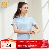361°运动翻领t恤2025年春夏季新款休闲透气短袖情侣POLO衫开学季 【女款】凝雾蓝 L
