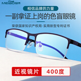 魅博红绿色盲眼镜色弱眼镜框架式专用透明近视老花度数夹片男女通用 框1【近视镜片400度】专利加持