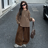 开米熊儿童装女童春秋装套装新款韩版时尚中大童女孩卫衣运动秋季衣服潮 咖色(25076) -春秋款 160 码建议身高150cm左右