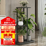 索尔诺 花架 多层折叠落地室内家用阳台装饰花架铁艺客厅庭院简约多肉架 深灰闪银H914（4盆升级版）