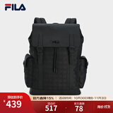 FILA【黑武士】斐乐男士背包2025秋季新款老花轻便大容量背包书包黑色 正黑色-BK XS