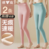 雅鹿2条装秋裤女士保暖裤女薄款秋冬季高腰可外穿无痕修身防寒打底裤