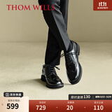 THOM WILLS德比鞋英伦风男士商务正装皮鞋舒适透气真皮男鞋冬季 黑色亮皮D411-1 40 /7码