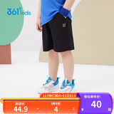 361°儿童短裤夏季男女童3-12岁透气运动裤梭织五分裤 黑 101