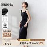 尚都比拉法式高级感连衣裙女秋季赫本风长款气质A字裙抽褶收腰显瘦背带裙