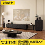 曳云实木电视柜落地客厅卧室法式复古轻奢高级感电视机柜茶几组合套装 1.8米电视柜-四抽2门典雅黑