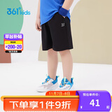 361°儿童短裤夏季男女童3-12岁透气运动裤梭织五分裤 黑 110