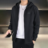 阿迪达斯（adidas）男装外套2026春秋季新款运动服开衫上衣时尚休闲黑色连帽夹克 春秋热推/双层针织/黑色 L 【175-180cm/150-160斤】