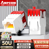安普康（AMPCOM）网络模块六类 千兆CAT6类网线信息插座面板 RJ45非屏蔽镀金水晶头180°打线网口 白色 AC6208WT