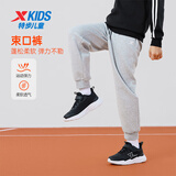 特步童装儿童针织毛圈束口裤蓬松柔软贴身不刺痒长裤 中麻灰26 140