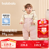巴拉巴拉童装婴儿连体衣假两件连体羽绒服宝宝衣服冬加厚男童女童儿童 粉红60002-白鸭绒 100 cm-充绒量112g