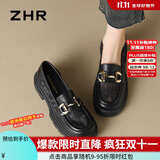 ZHR乐福鞋女软底百搭网面透气单鞋女英伦风粗跟女鞋 FTEP06E 黑色 37