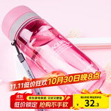 乐扣乐扣水杯夏季户外运动水杯男女学生水杯透明塑料大容量便携随手杯旅行 红色 600ml