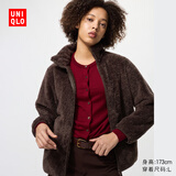 优衣库女装男装长绒摇粒绒拉链茄克/长袖外套夹克冬新款479611 39 棕黑色 L