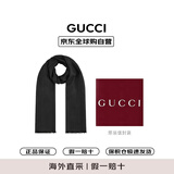 古驰（GUCCI）男女同款经典双G双面印花流苏爆款围巾黑色 165904 3G646 1000