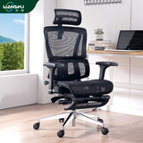 恋树（LIANSHU） L1电脑椅家用 人体工学椅子 办公椅可躺 老板椅 转椅 撑腰电竞椅 黑色(4D扶手)网布版+脚托