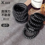 简应舒磨砂电话绳头绳10根 黑色大号粗款发绳发圈皮筋扎头发高弹力