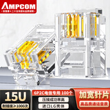 安普康（AMPCOM）电话水晶头2芯 电信工程级6P2C语音电话线连接头高品质RJ11镀金15U电话机接插头100个AMCAT32100