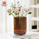 爱已装糖花瓶20cm简约琥珀色玻璃艺术绿植水培容器生日礼物客厅装饰插花瓶