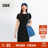 森马（Semir）连衣裙女圆领收腰弹力针织裙2025夏刺绣休闲短裙辣妹109325114001
