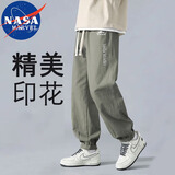 NASA MARVEL休闲裤男春秋季美式工装百搭男裤休闲潮牌春款裤子 军绿色 L