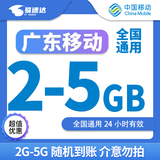 中国移动广东移动流量5GB10GB1天7天有效立即到账全国通用流量下单联系客服办理 1月1次：广东2G-5G随机到账日包省内流量