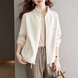 拉夏贝尔（La Chapelle）短外套女装2025年春秋新款韩版连帽时尚小个子外套风衣上衣服女春 米白 M 【建议100-110斤】