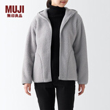 无印良品 MUJI 女式 长毛抓绒连帽衫 BBJ21A2A 柔软外套短款外套 浅银灰色 S