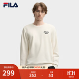 斐乐（FILA）官方男子加绒保暖卫衣秋冬季时尚休闲简约圆领套头衫长袖上衣男装 蒸汽白-IV S