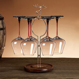 青苹果水晶玻璃红酒杯460ml 红领结大号勃艮第高脚杯+一鹿平安实木架