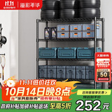溢彩年华 置物架落地多层仓储货架层架家用阳台储物架厨房收纳架子2805BK