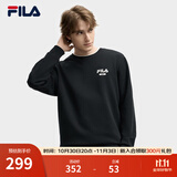 斐乐（FILA）官方男子加绒保暖卫衣秋冬季时尚休闲简约圆领套头衫长袖上衣男装 正黑色-BK 3XL