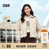 森马（Semir）棉服女灯芯绒翻领菱形格复古2024冬三防宽松轻薄棉衣109724112007