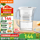 苏泊尔（SUPOR）净水器家用滤水壶自来水家用过滤器多重精滤滤芯寿命提醒一芯四芯六芯可替换滤芯净水壶 J-UF01 【白色款】一机四芯 净水壶