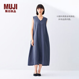 无印良品（MUJI）女式 棉 汉麻 无袖连衣裙女装裙子夏季 连身裙长裙 BCD91C5S 烟熏蓝色 M （160/84A）