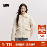 森马（Semir）棉服女拼接毛绒翻领温柔百搭2024冬季宽松棉衣复古风109724112003