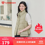 坦博尔羽绒服马甲女立领宽松外搭短款羽绒背心外套TD236006 奶茶棕 175