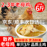 果鲜岛农家散养老母鸡笨鸡走地鸡整只新鲜现杀煲汤老母鸡2只净重共6斤